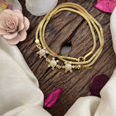 Vriksham Floral Motif Moggapu Gold Chain-White-G19569